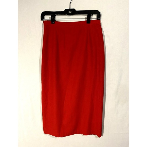 Sag Harbor Midi Skirt Suit Sz 8 Red Full Zip Jacket Lined Vintage - Picture 6 of 9